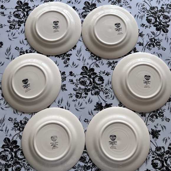 Vtg 1930 Edwin M. Knowles China Co.Semi Vitreous 6 Dessert Plates Floral22k Gold - Picture 3 of 9